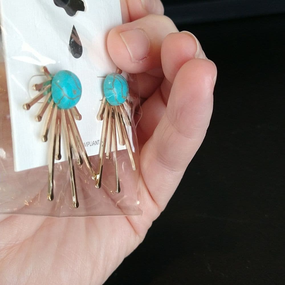 Vintage Style Starburst Gemstone Earrings - Thumbnail 7