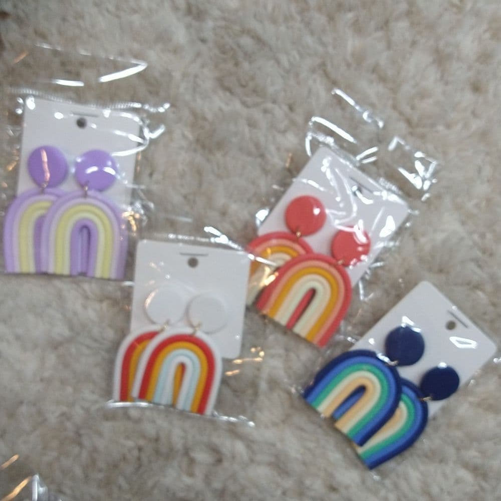 Purple Rainbow Clay Drop Earrings - Thumbnail 7