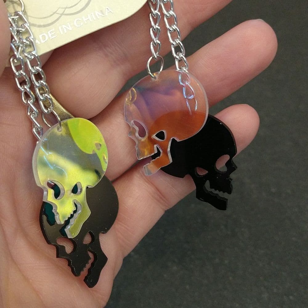 Color Changing Skulls on Chain Dangle Acrylic Earrings