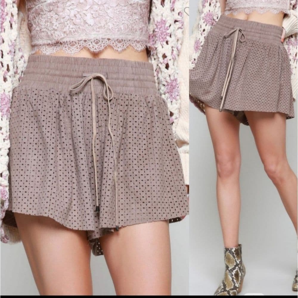 Cute Sexy POL Taupe Faux Suede Loose Fitting Casual Dressy Shorts