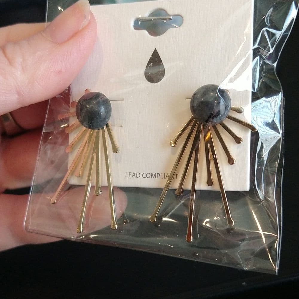 Vintage Style Starburst Gemstone Earrings - Thumbnail 8