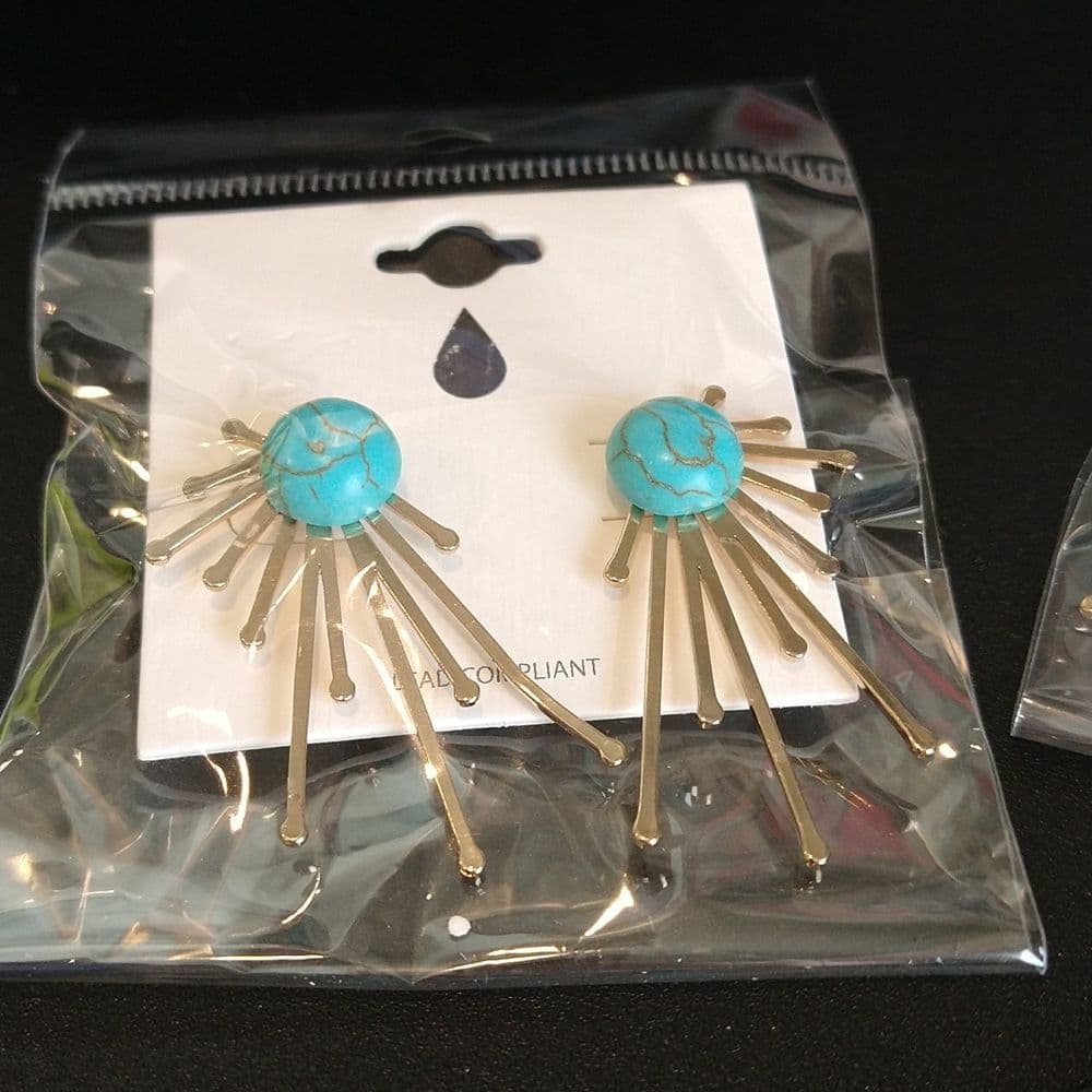 Vintage Style Starburst Gemstone Earrings - Thumbnail 3