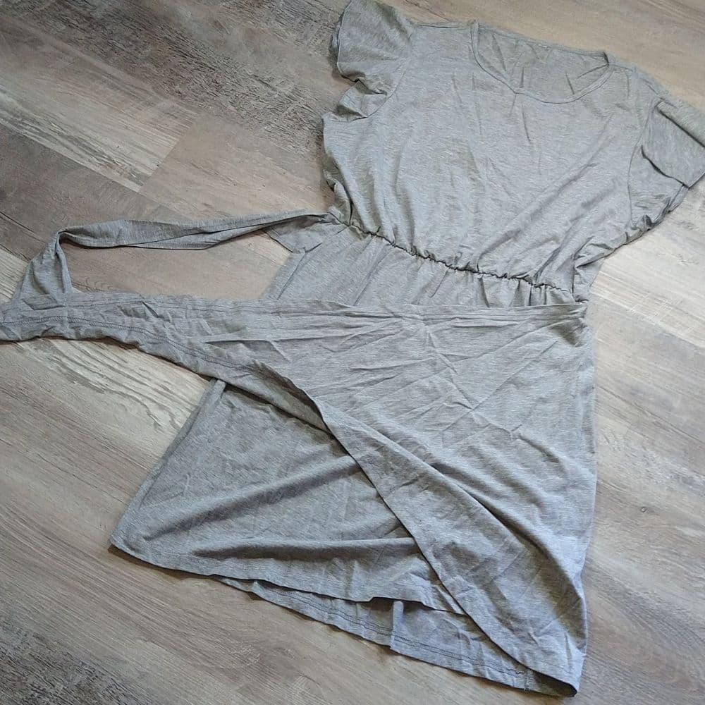 Cute and Casual Soft Stretchy Faux Wrap Ruffle Sleeve Dress - Thumbnail 5