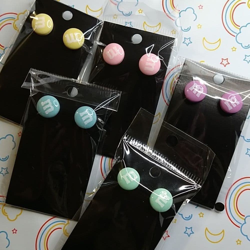 Pastel Colors M&M Post Back Earrings Easter Fun Colors - Thumbnail 8