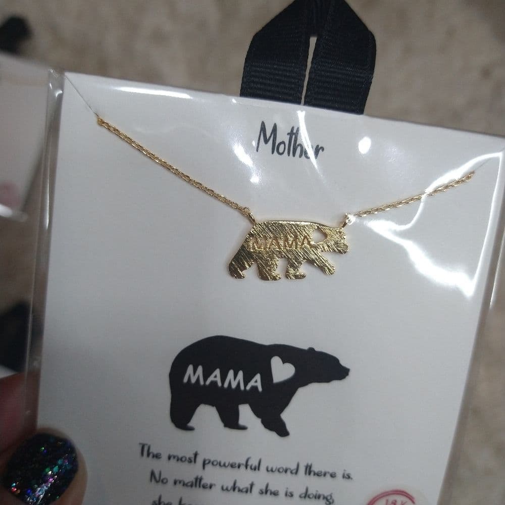 18K Gold Dipped Mama Bear Necklace - Thumbnail 6