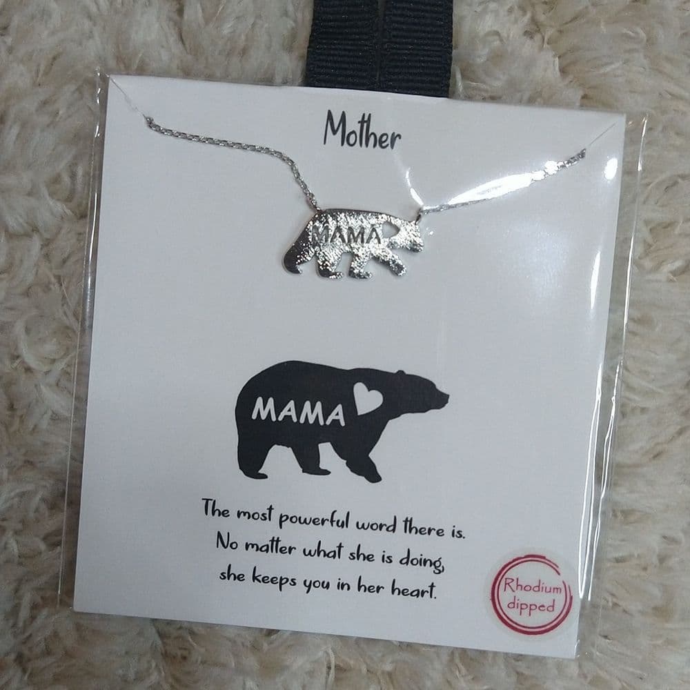 18K Gold Dipped Mama Bear Necklace - Thumbnail 2