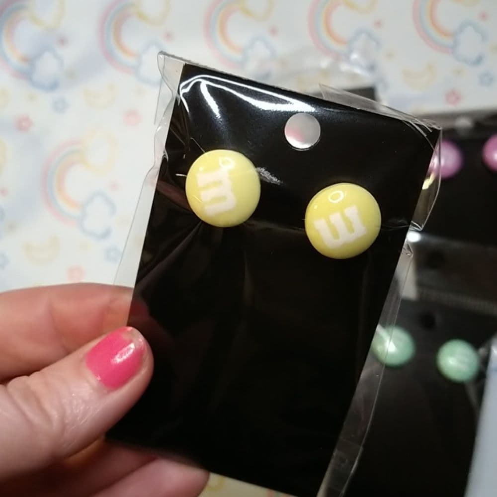 Pastel Colors M&M Post Back Earrings Easter Fun Colors - Thumbnail 6