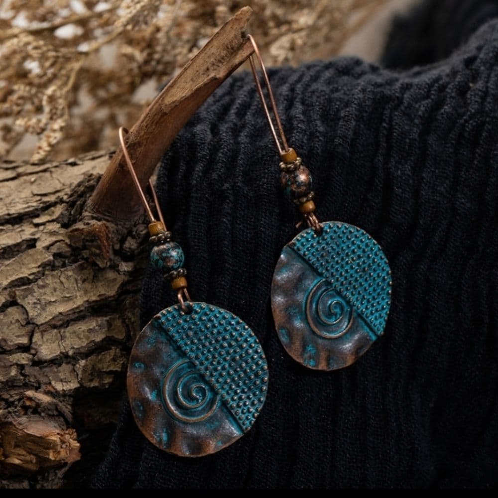 Beautiful Vintage Style Rustic Boho Earrings - Thumbnail 4