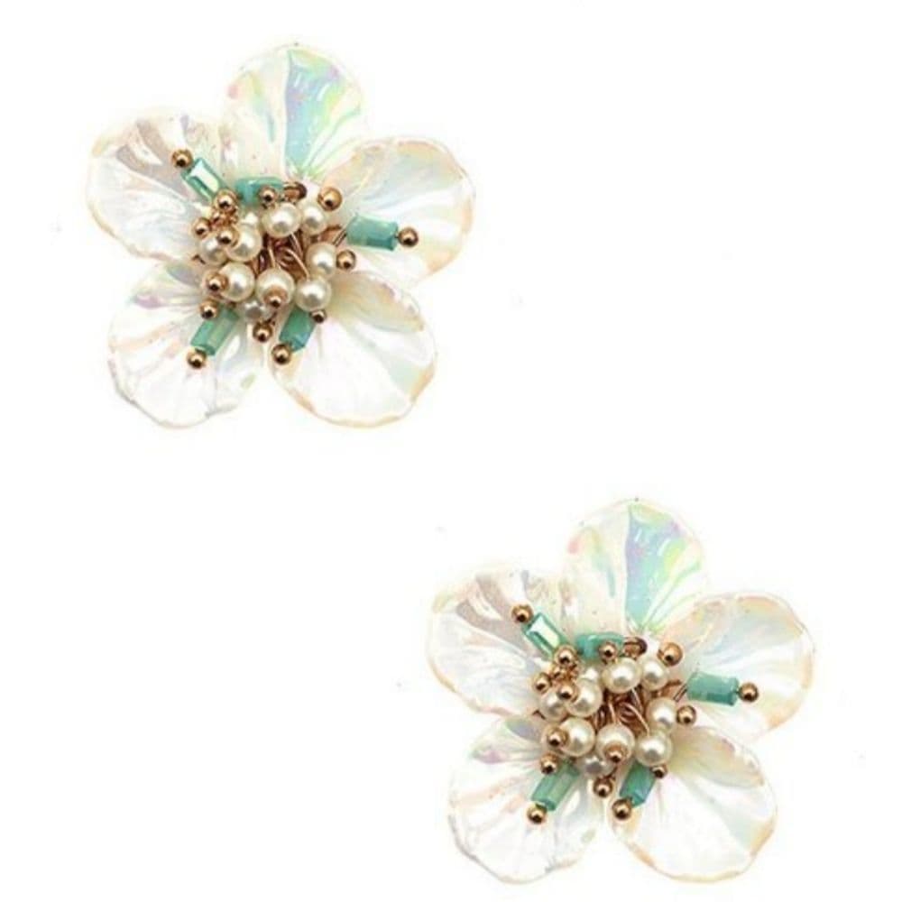 Beautiful Retro Floral Shell Like Earrings - Thumbnail 9