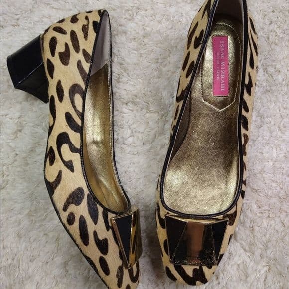 Isaac Mizrahi Calf Hair Animal Print Block Heels - Thumbnail 12