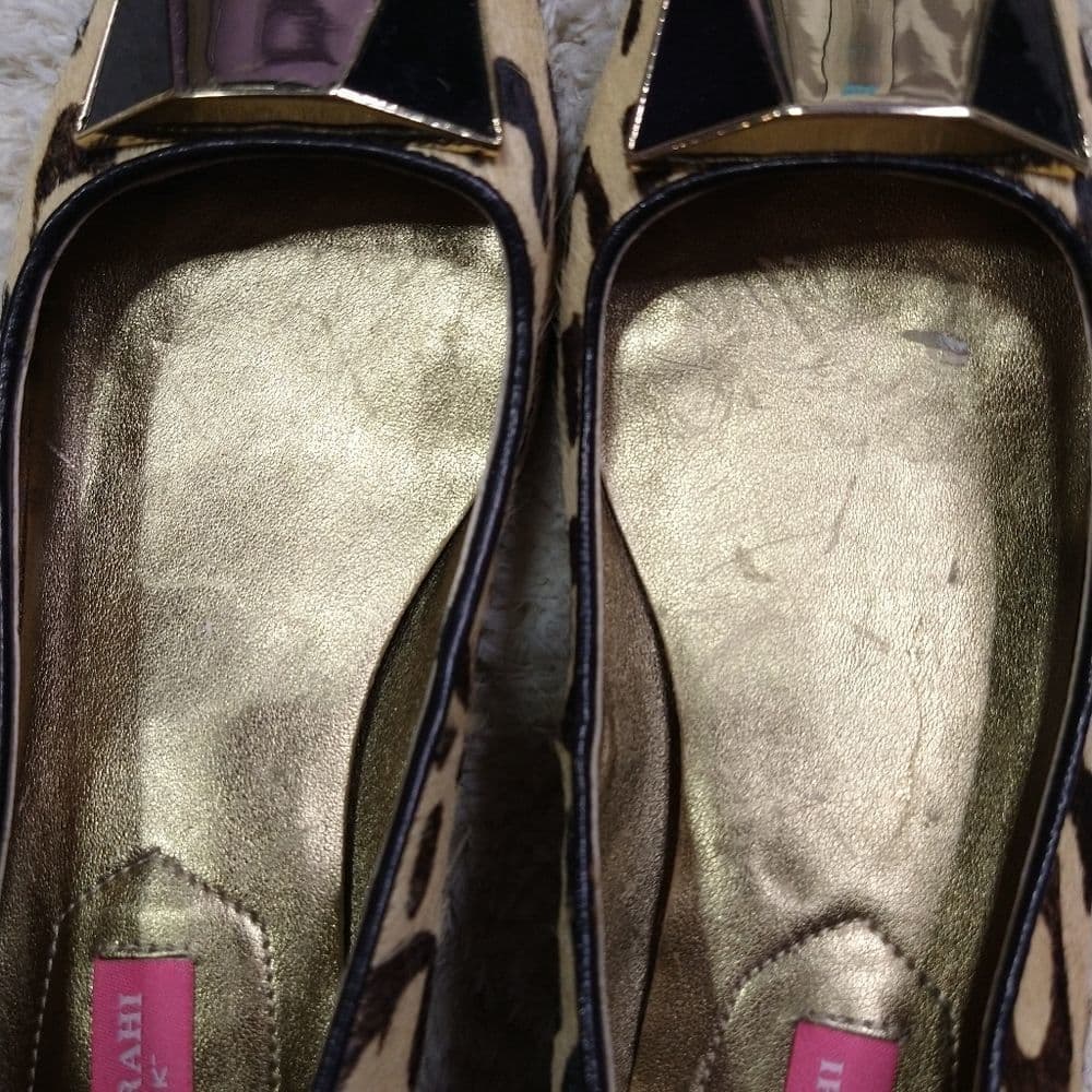 Isaac Mizrahi Calf Hair Animal Print Block Heels - Thumbnail 4