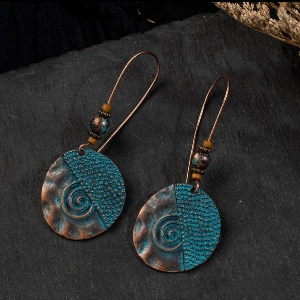 Beautiful Vintage Style Rustic Boho Earrings - Thumbnail 2