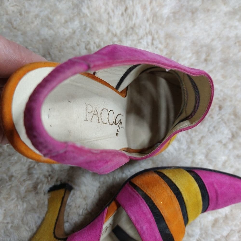 Vintage Paco Gil Bright 80's Suede and Meah Pointed Heels - Thumbnail 5