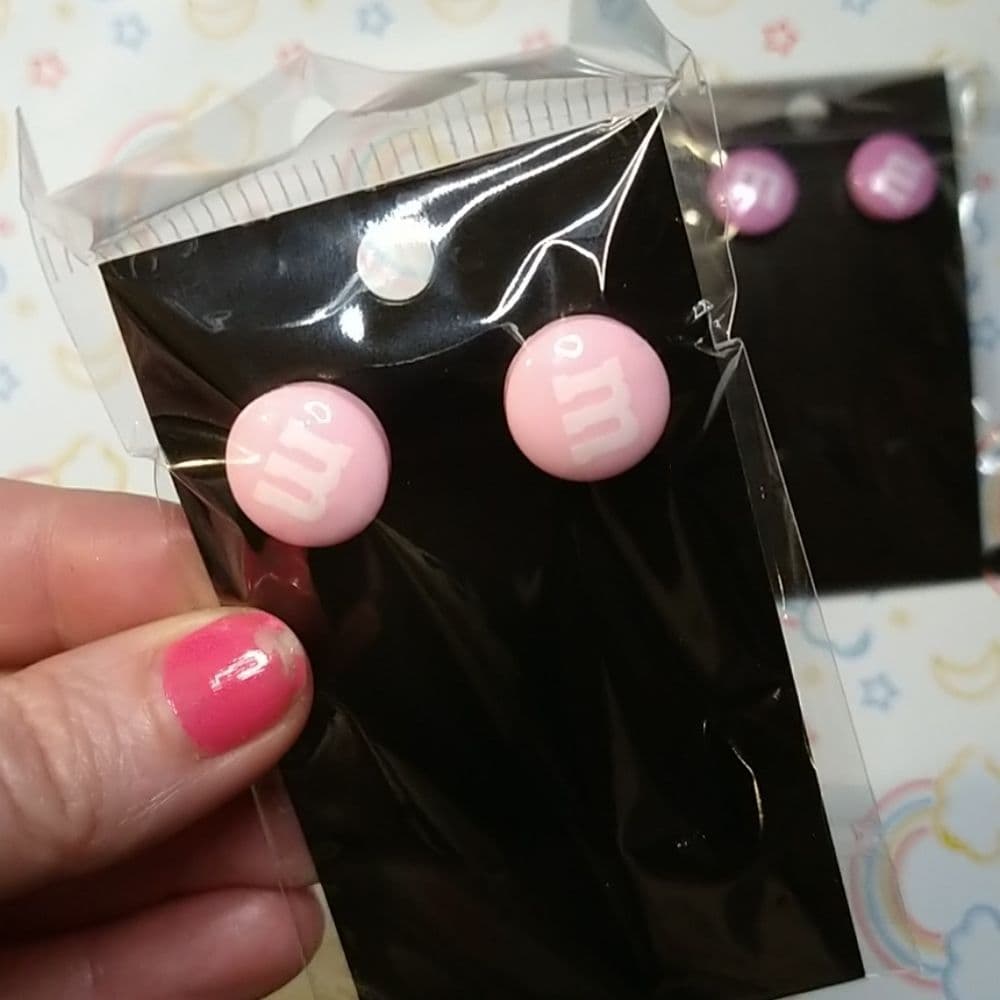 Pastel Colors M&M Post Back Earrings Easter Fun Colors - Thumbnail 7