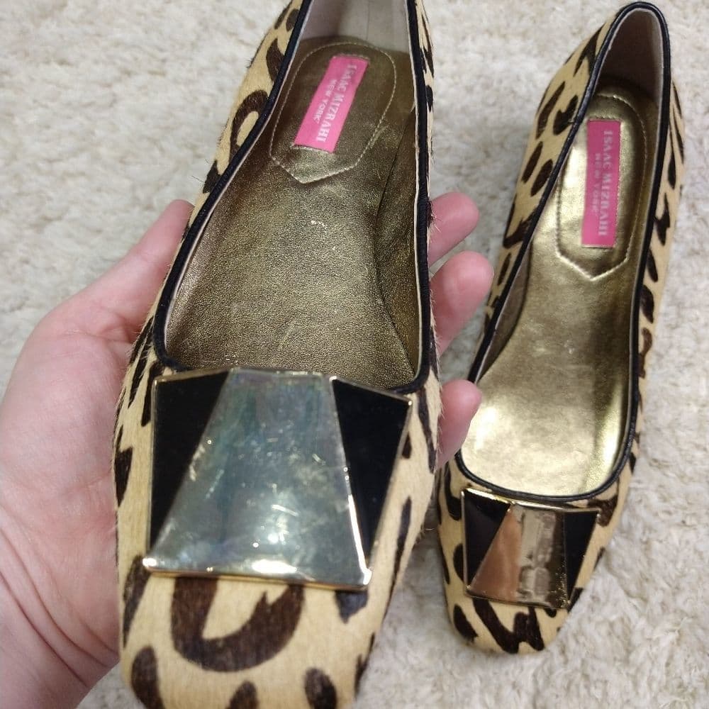Isaac Mizrahi Calf Hair Animal Print Block Heels - Thumbnail 2