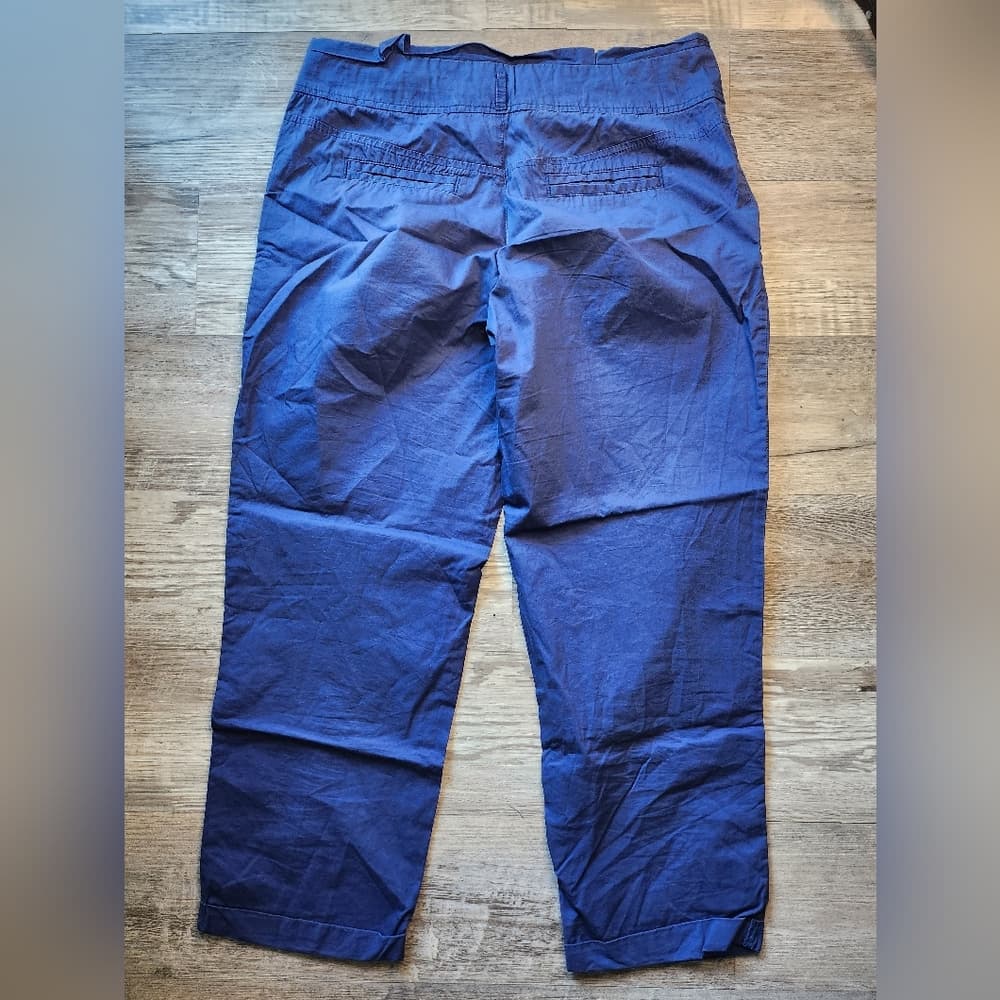 Anthropologie Cartonnier Vibrant Blue Cropped Pleated 100% Cotton Trousers - Thumbnail 2