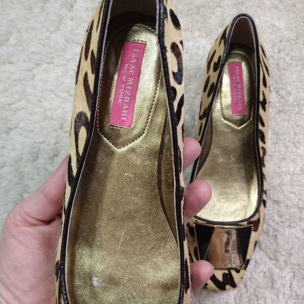 Isaac Mizrahi Calf Hair Animal Print Block Heels - Thumbnail 3