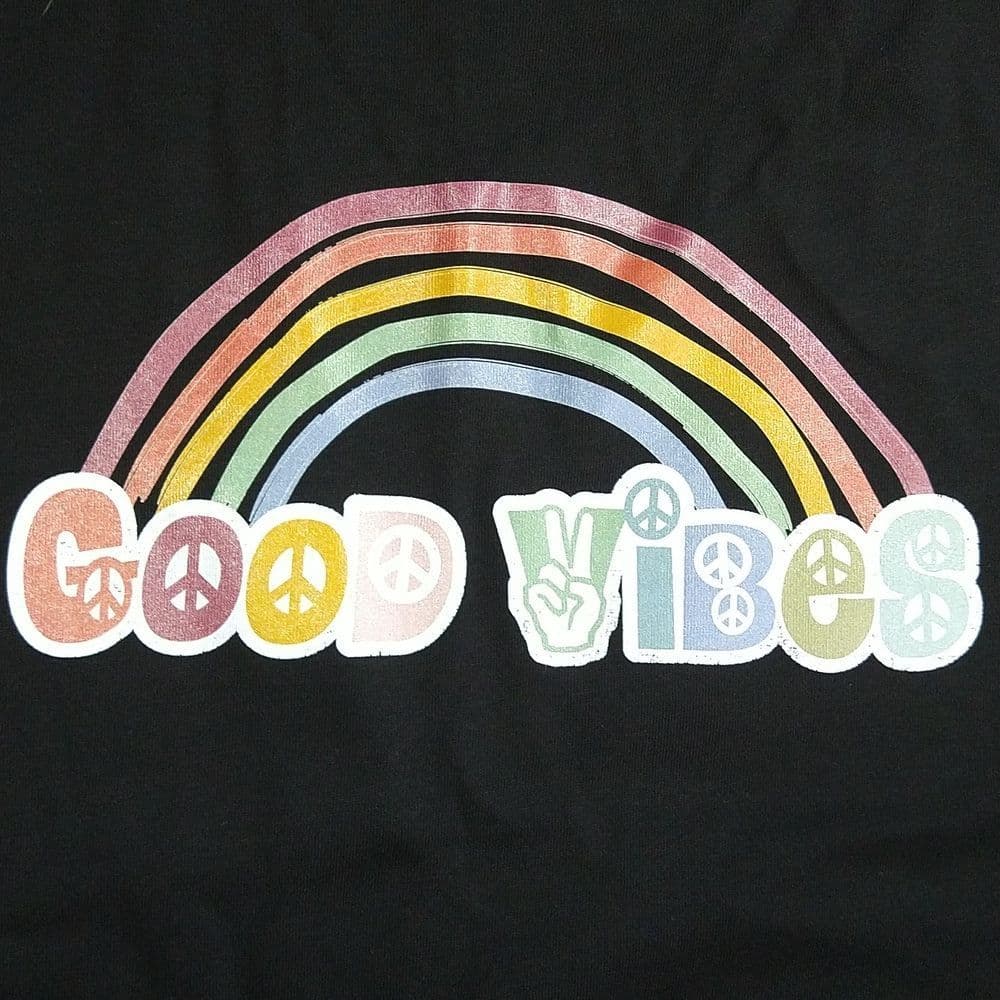 Black Retro Rainbow Good Vibes Only Tee - Thumbnail 3