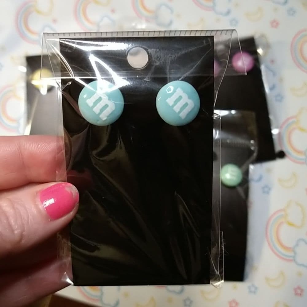 Pastel Colors M&M Post Back Earrings Easter Fun Colors - Thumbnail 5