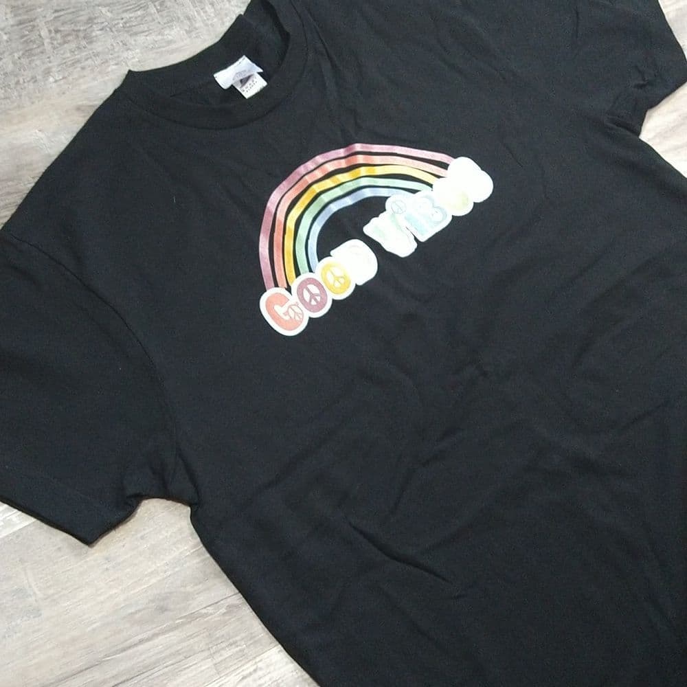 Black Retro Rainbow Good Vibes Only Tee - Thumbnail 2