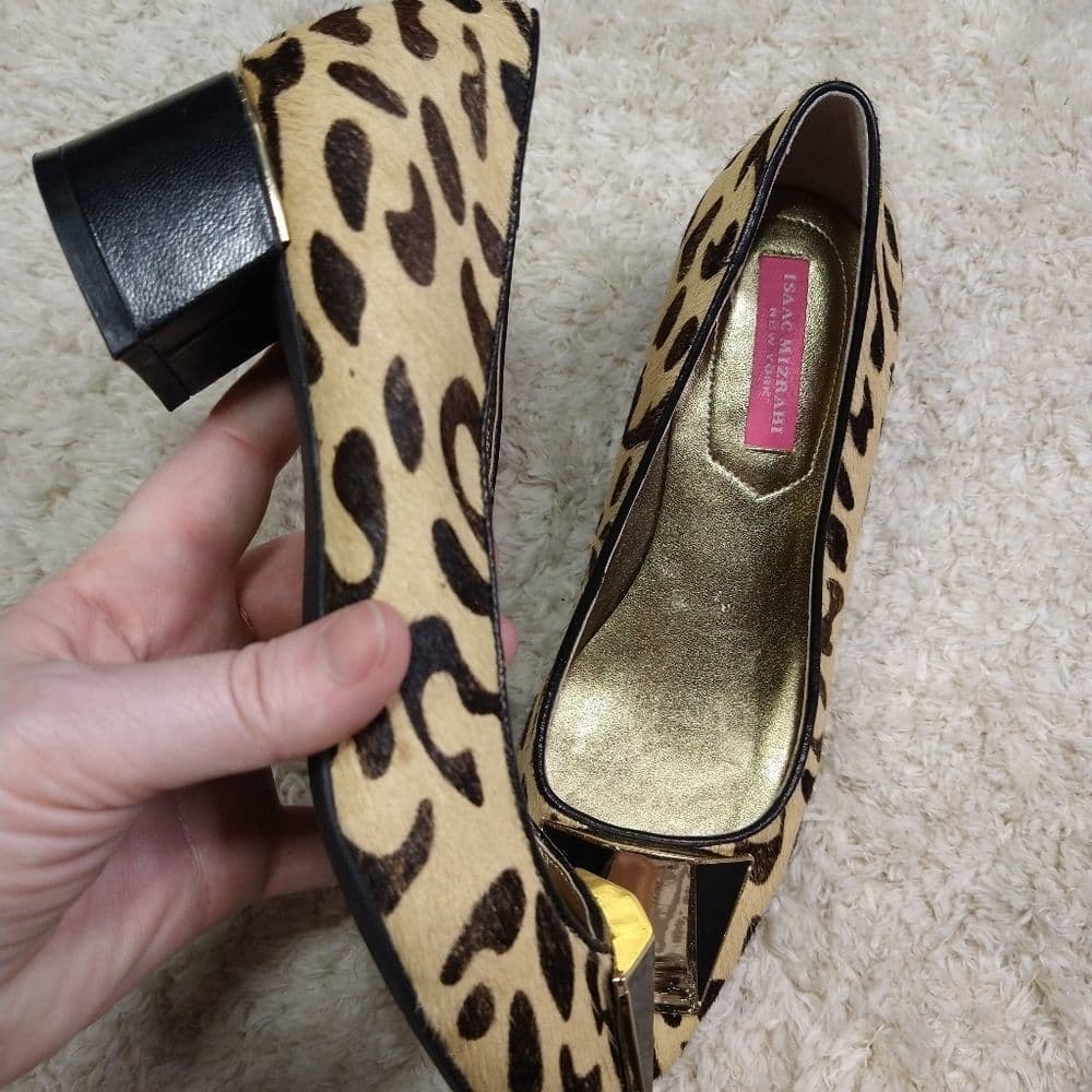 Isaac Mizrahi Calf Hair Animal Print Block Heels - Thumbnail 9
