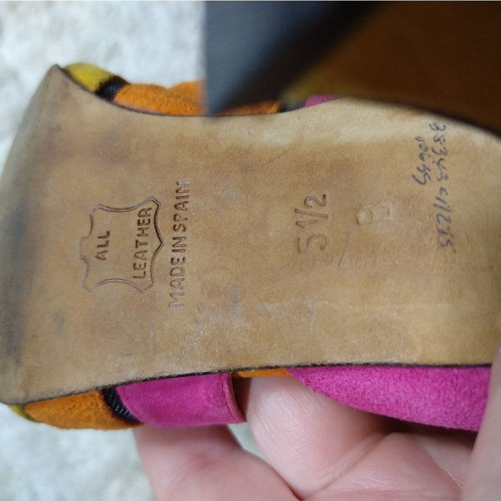 Vintage Paco Gil Bright 80's Suede and Meah Pointed Heels - Thumbnail 6