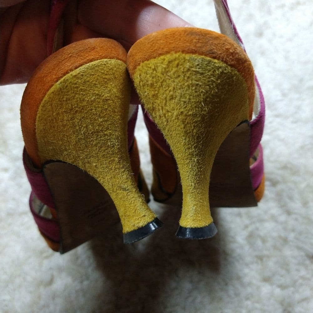 Vintage Paco Gil Bright 80's Suede and Meah Pointed Heels - Thumbnail 2