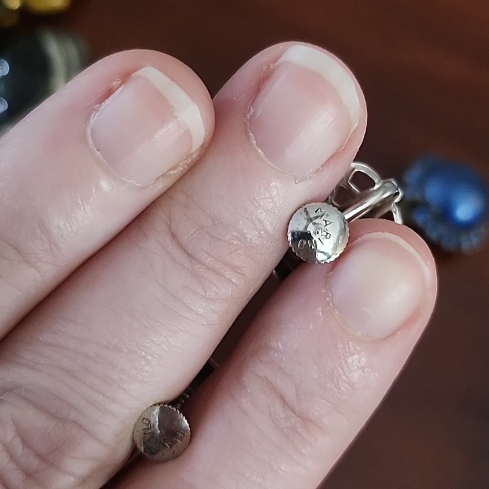 Vintage Silver Marino STAMPED Screw Back Earrings - Thumbnail 7