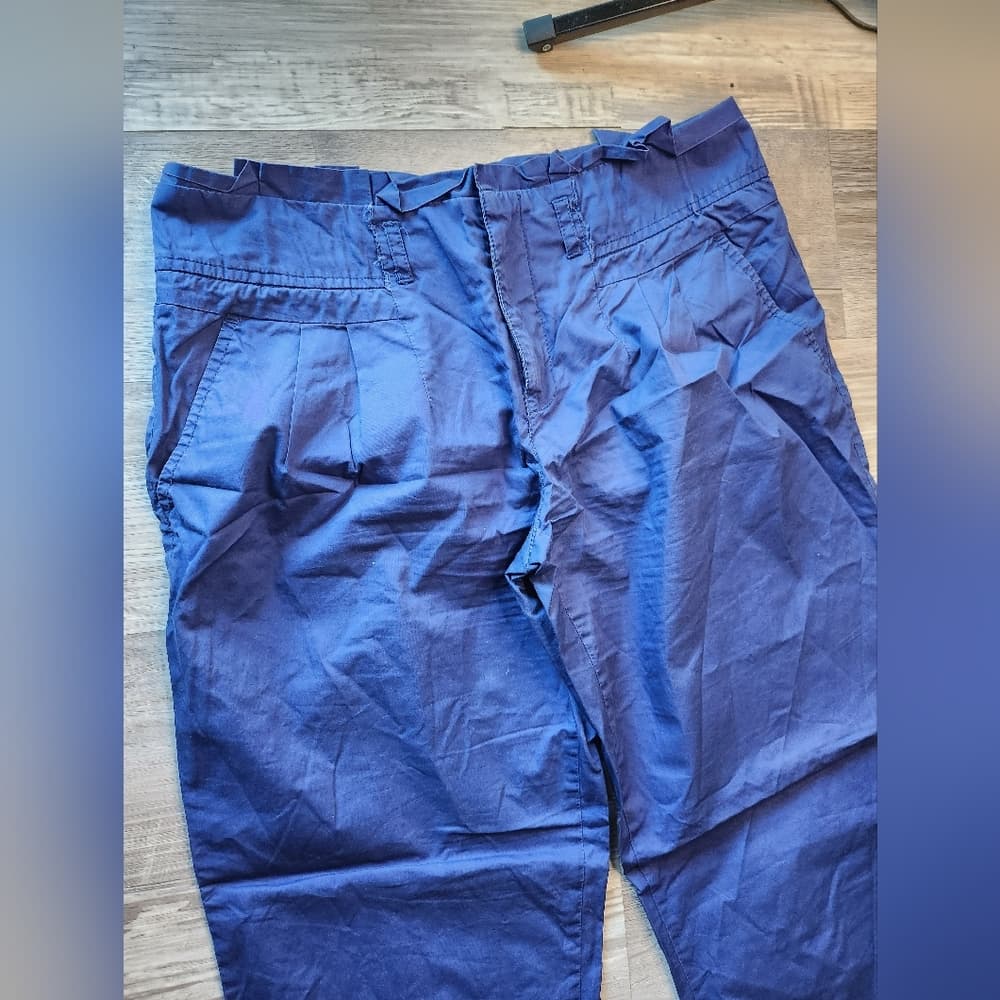 Anthropologie Cartonnier Vibrant Blue Cropped Pleated 100% Cotton Trousers