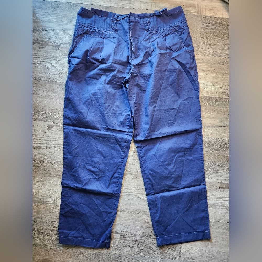 Anthropologie Cartonnier Vibrant Blue Cropped Pleated 100% Cotton Trousers - Thumbnail 11