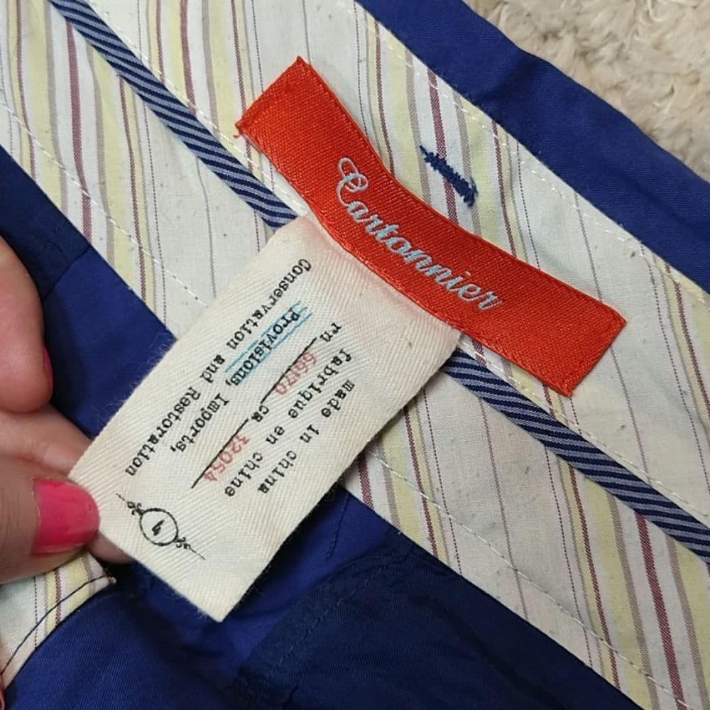 Anthropologie Cartonnier Vibrant Blue Cropped Pleated 100% Cotton Trousers - Thumbnail 8