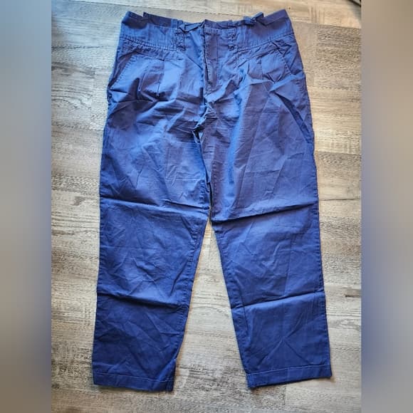Anthropologie Cartonnier Vibrant Blue Cropped Pleated 100% Cotton Trousers - Thumbnail 12