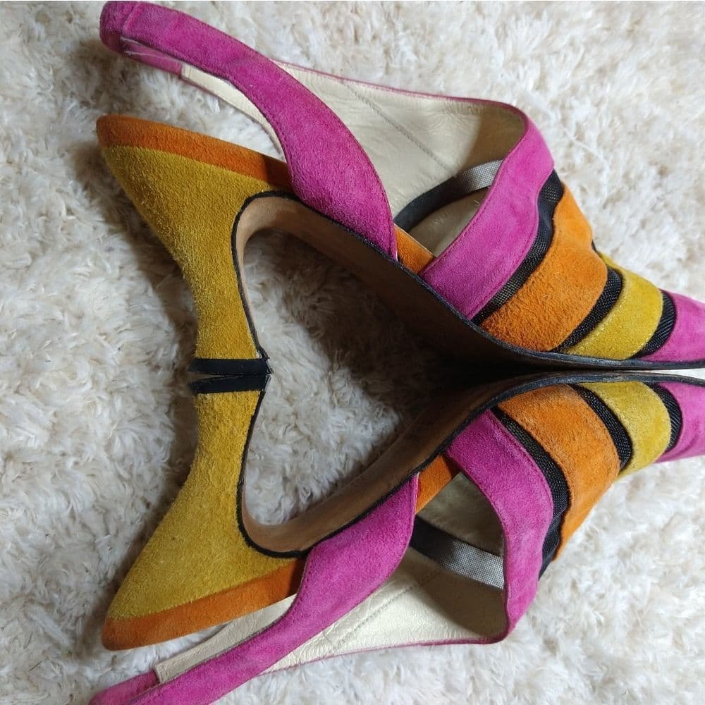 Vintage Paco Gil Bright 80's Suede and Meah Pointed Heels