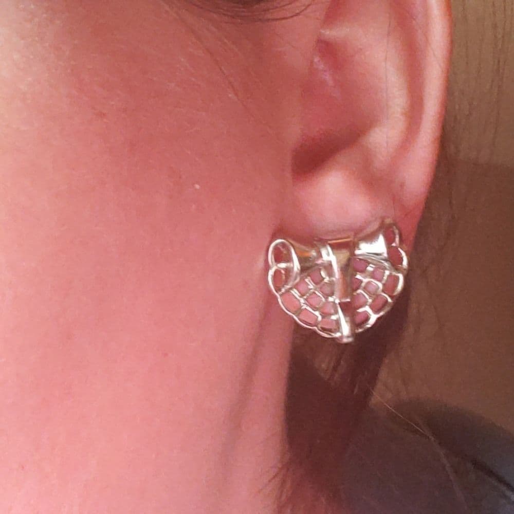 Vintage Silver Marino STAMPED Screw Back Earrings - Thumbnail 4