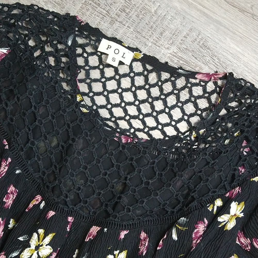 POL Loose Fit Crinkle Floral Blouse with Cord Tie Belt with Fringe - Thumbnail 11