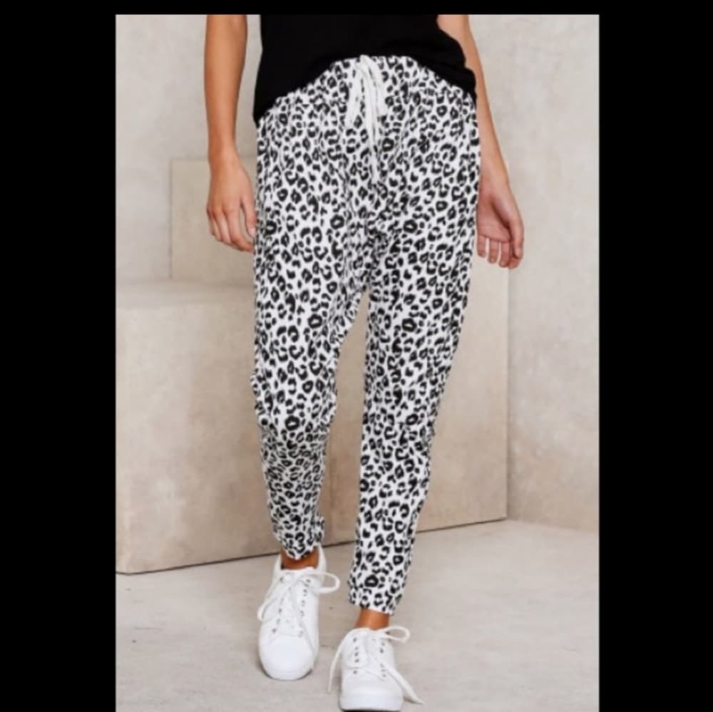 Price Drop!! 🌟Casual Leopard Print Joggers - White - Thumbnail 8