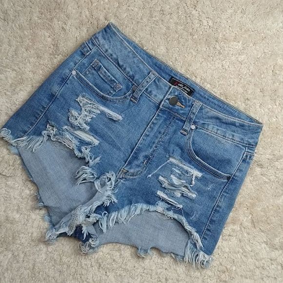 Cute Denim Cut Off Vella Jean Short Shorts - Thumbnail 6