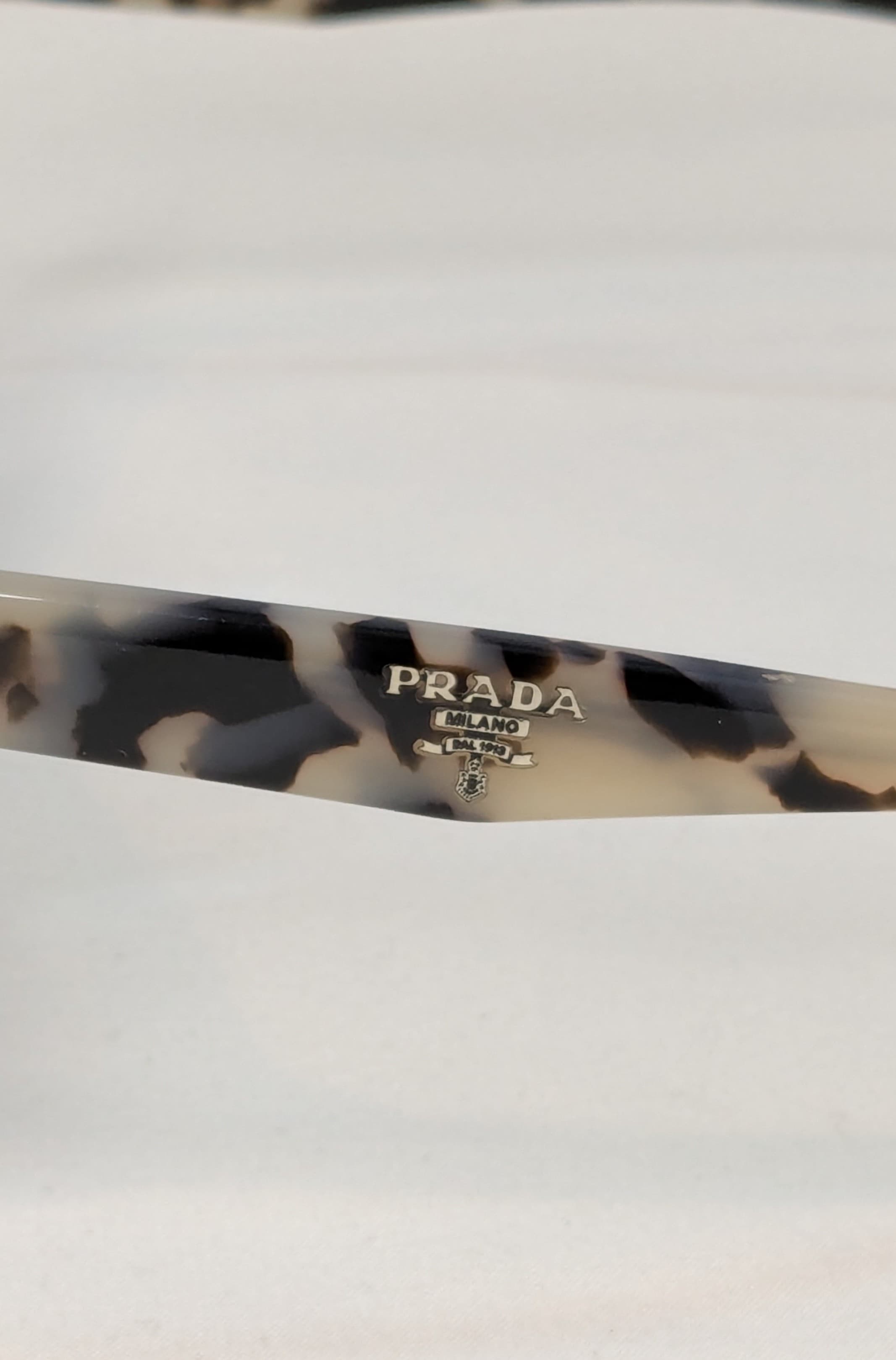 Prada SPR23O Black and Ivory Marble Cat-Eye Sunglasses with Gray Gradient Lenses - Thumbnail 6