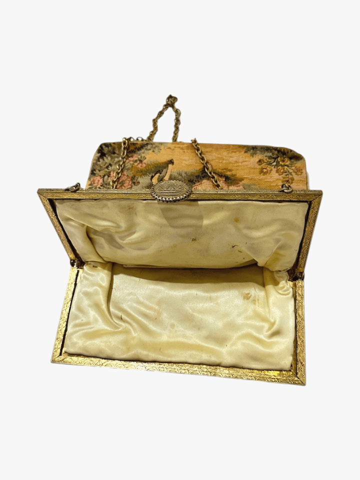 Antique Petit Point 1920s Tapestry Evening Bag Featuring a Charming Pastoral Scene - Thumbnail 7