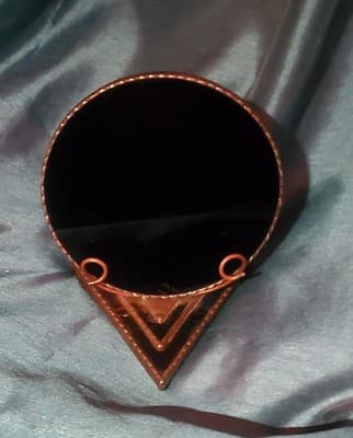 Crecent Moon Opalescent and Black Obsidian Scrying Mirror with Stand - Thumbnail 2