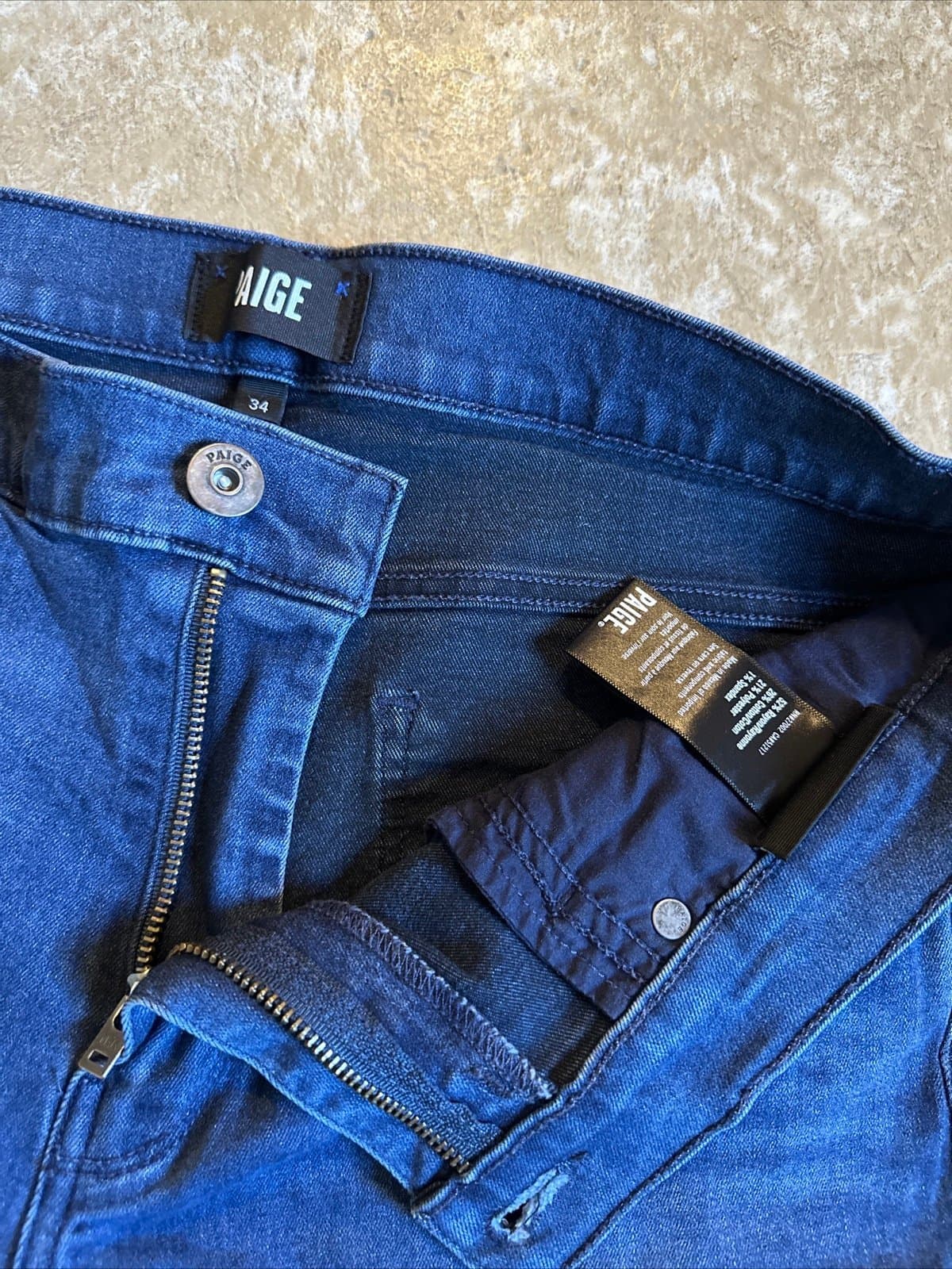 Paige Mens Federal Slim Straight Leg Jeans 34 Mid Rise Dark Wash Blue EUC!! - Thumbnail 3
