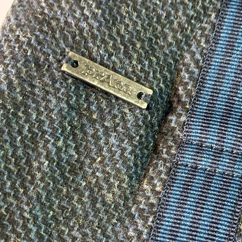 Prana Quincy Wool Blend Tweed Wrap Skirt Small blue stripe black buckle accents - Thumbnail 5