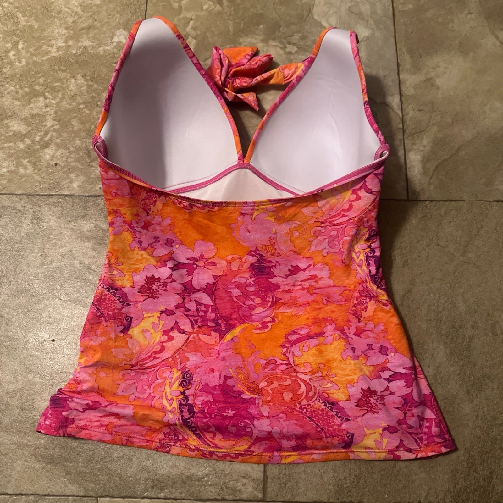 Polo Ralph Lauren Floral Batik Halter Swim Tankini Swimsuit Top Pink Sz. 10 - Thumbnail 2