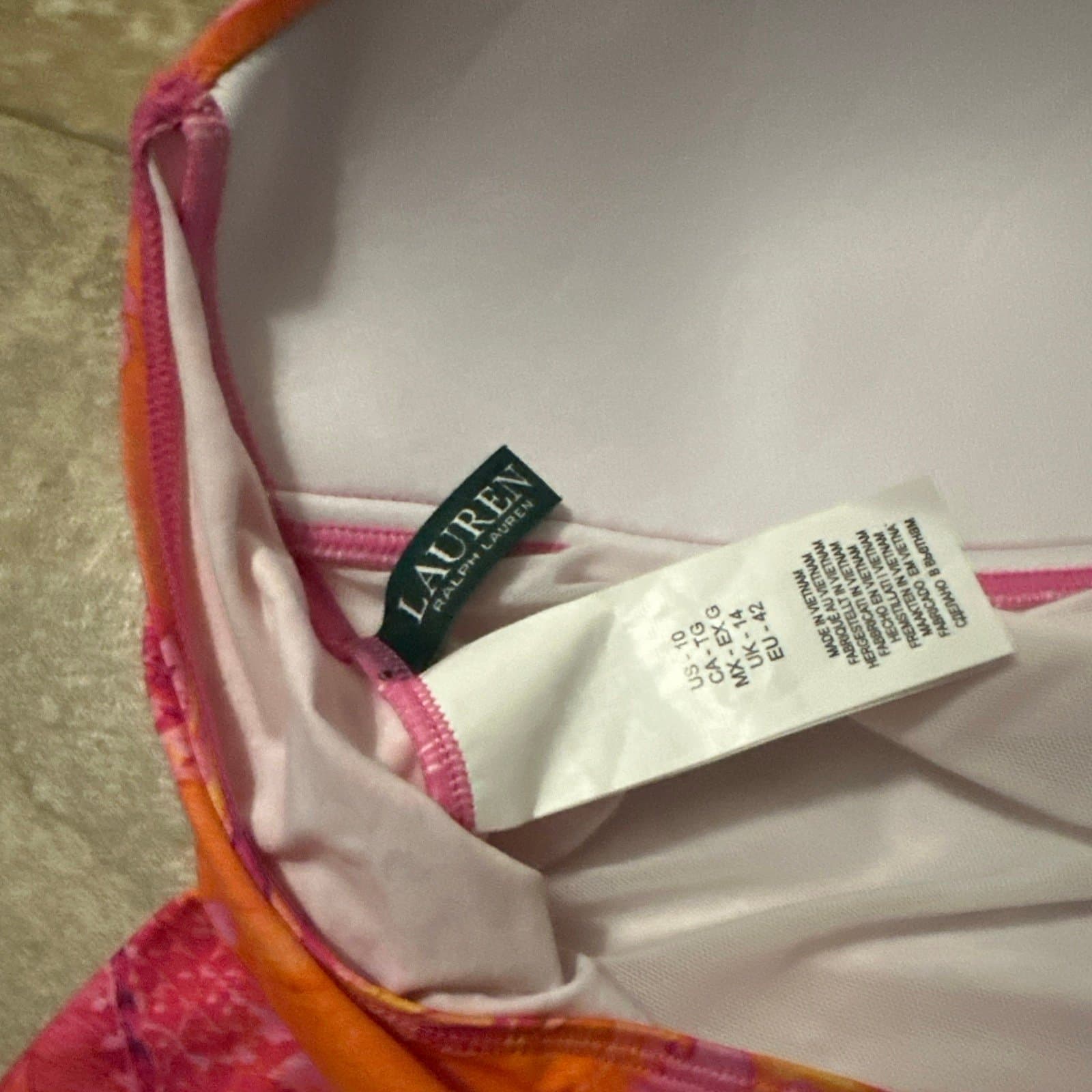 Polo Ralph Lauren Floral Batik Halter Swim Tankini Swimsuit Top Pink Sz. 10 - Thumbnail 3