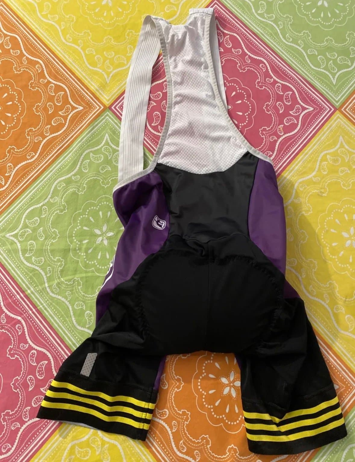 Giordana Cycling Bib Shorts Padded Size XS Velo Shop White Purple Black - Thumbnail 5
