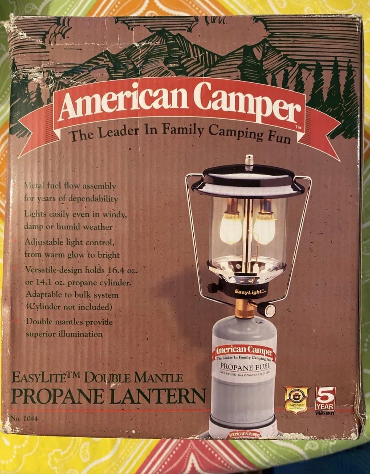 Vintage American Camper Double Mantle Propane Lantern With Box Model 1044