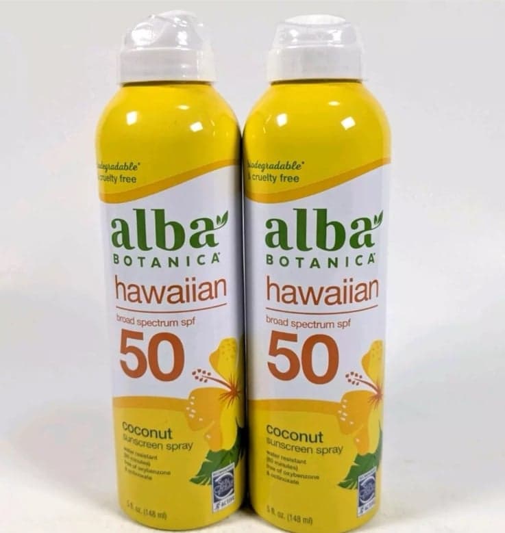 Alba Botanica Hawaiian Sunscreen Spray Coconut SPF 50 2 Pack Exp 03/25 5 oz Ea
