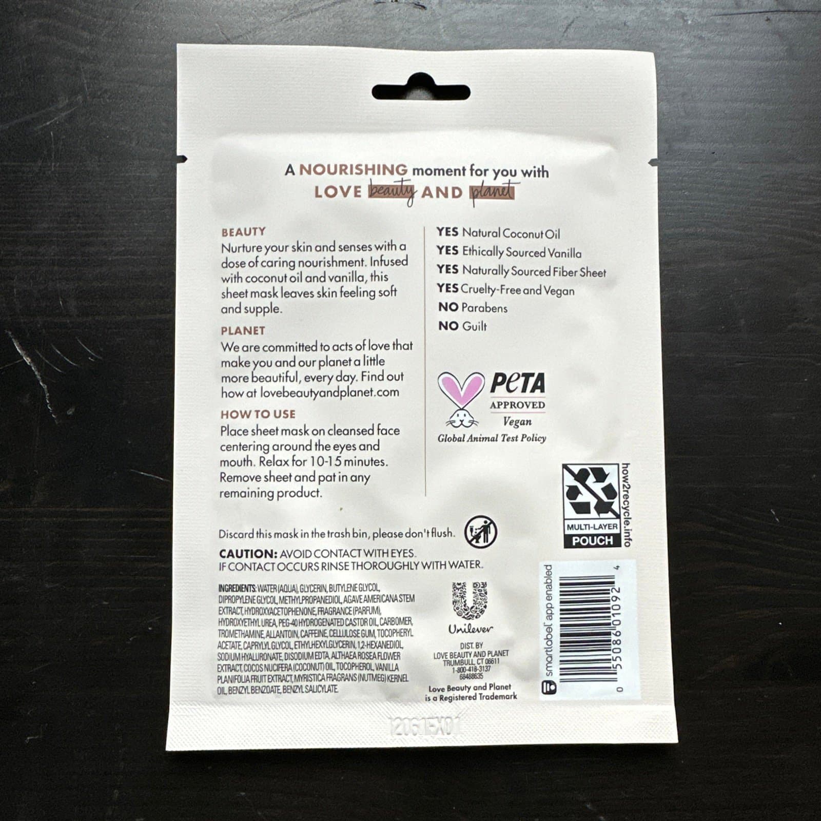 Love, Beauty, & Planet Coconut & Warm Vanilla Sheet Mask (5) NEW!! - Thumbnail 3
