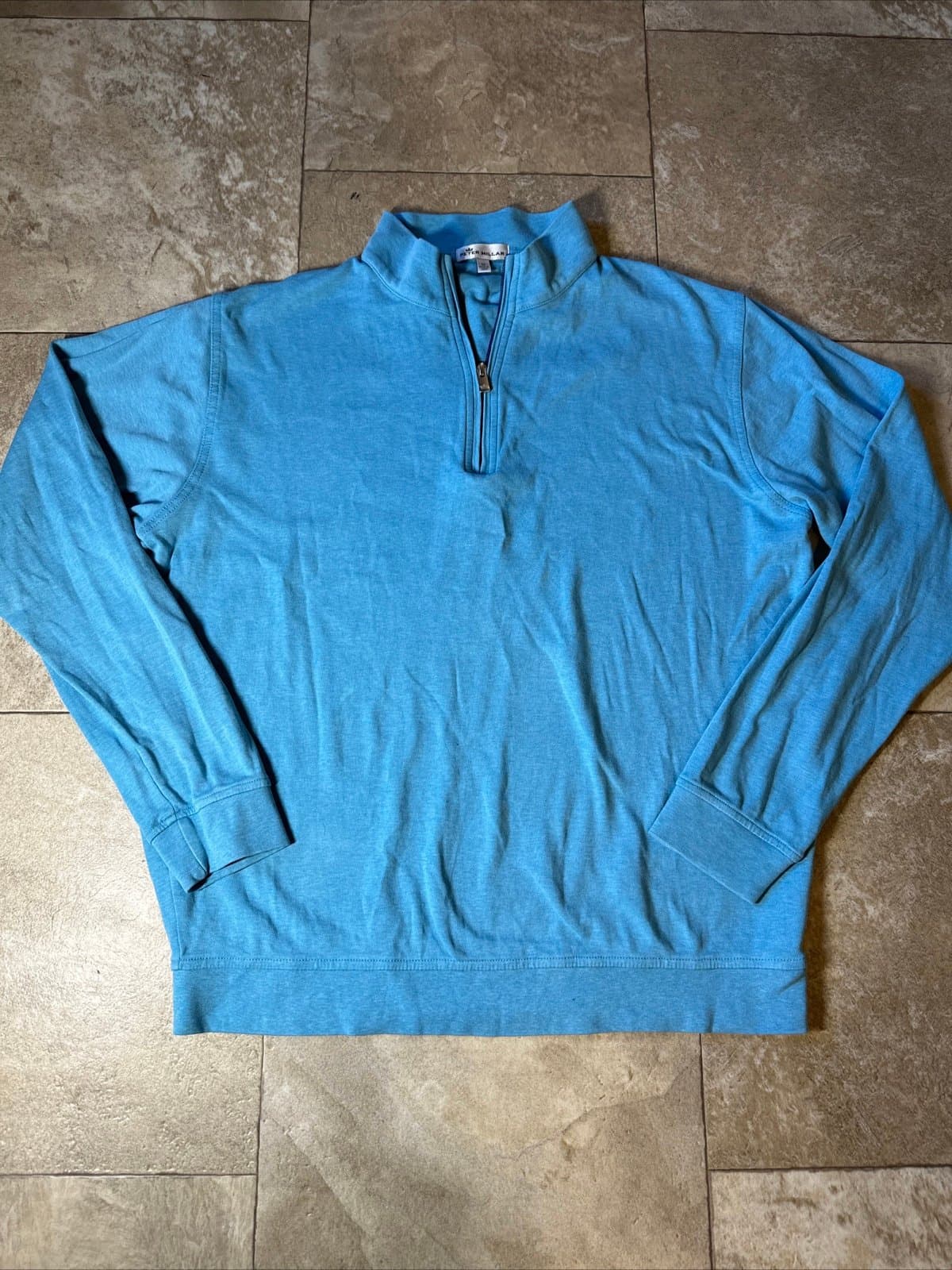 Peter Millar Blue Cotton Long Sleeve 1/4 Zip Pullover Men's Sz M! EUC!!