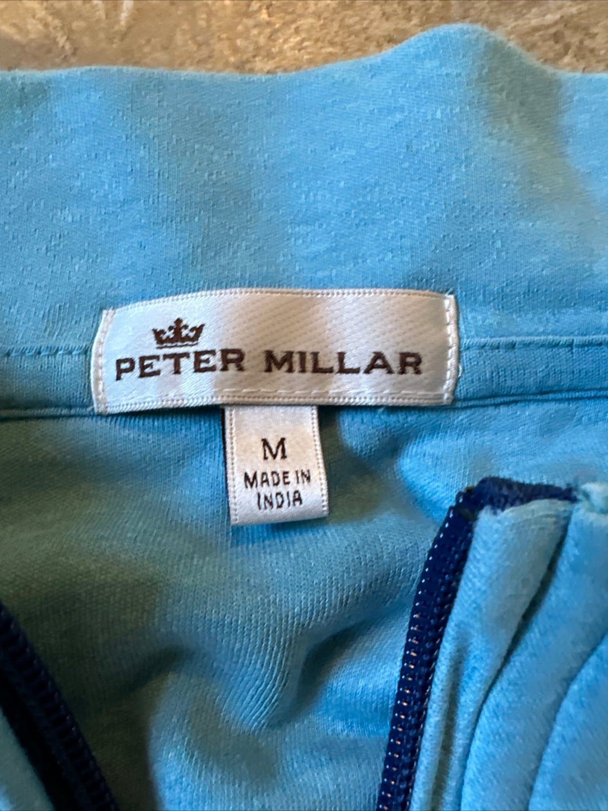 Peter Millar Blue Cotton Long Sleeve 1/4 Zip Pullover Men's Sz M! EUC!! - Thumbnail 3
